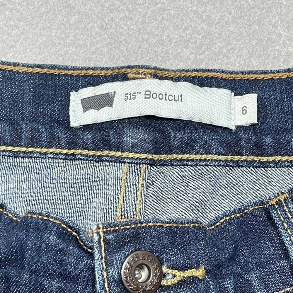 Levis 515 Bootcut Jeans Women Size 6 Blue Mid Rise Dark Wash Denim Casual Y2K - Picture 7 of 12